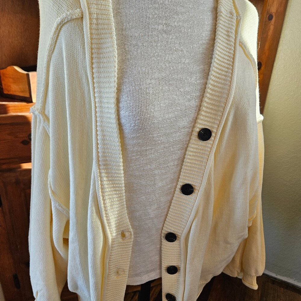 Cream POL Cardigan with Button Detail